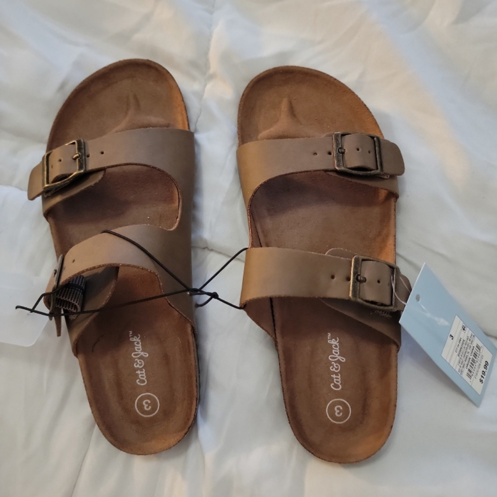 Cat & Jack Brown Sandals with Adjustable Straps and Contoured Footbed